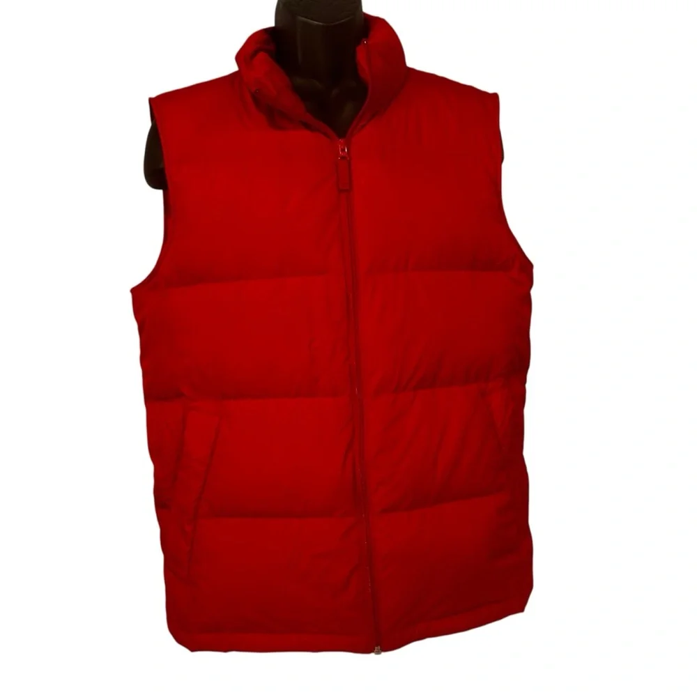 Lands’ End Mens Down Puffer Vest Red Medium Warm Lightweight Outdoor corpcore